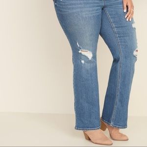 Old Navy Distressed Pull-On Boot-Cut Jeans
